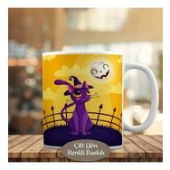 HEDIYELIK-570 Gülümseyen Dolunay Şapkalı Kedi Halloween Kupa Bardak