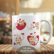 HEDIYELIK-58460 Kalpli Sevgi Dolu Kedi Köpek Kupa Bardak