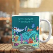 HEDIYELIK-6209 Denizaltı Canlıları Köpek Balığı Kupa Bardak