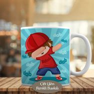 HEDIYELIK-863904 Kırmızı Şapkalı Dabbing Yapan Çocuk Kupa Bardak