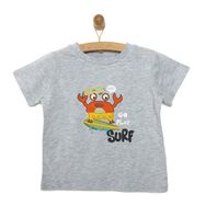 HelloBaby Basic Baskılı Erkek Bebek Gri Melanj T-shirt