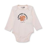 HelloBaby Kız Bebek Uzun Kol Body Hayvan Baskılı Çıtçıtlı Zarf Yaka - Bej