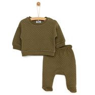 HelloBaby Yenidoğan Kapitone Sweatshirt Patikli Alt Unisex Yeşil 2'li Takım