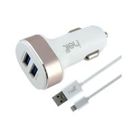 Helt HT-17 Beyaz 5W 2 Çıkışlı 2400 mAh Lightning Kablo ve Araç Şarj Aleti