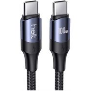 Helt HT-DC15 100W PD Siyah 120 cm Type-C to Type-C İp Örgü Şarj ve Data Kablosu