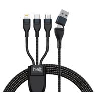 Helt HT-DC17 100 cm USB to Micro + Lightning + Type-C 5in1 İp Örgü Şarj ve Data Kablosu