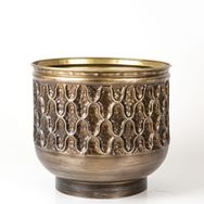 Herdekora Kabartma Desenli Metal Kahverengi 25x23x25 cm Çiçeklik Saksı