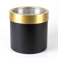 Herdekora Silindir Alüminyum Çemberli Siyah Gold 25x25 cm Saksı