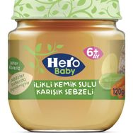 Hero Baby 6+ Ay 120 gr İlikli Kemik Sulu Karışık Sebzeli Kavanoz Mama