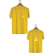 Hero Tasarım BLL1399 Işığın Altındaki Ön Arka Baskılı Bisiklet Yaka Kısa Kol Sarı Kadın T-shirt
