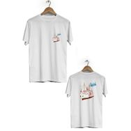 Hero Tasarım BLL1427 Beyaz İstanbul Tekne Ön Arka Baskılı Bisiklet Yaka Kısa Kollu Erkek T-shirt