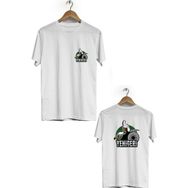 Hero Tasarım BLL1485 Beyaz Yeniçeri Ön Arka Baskılı Bisiklet Yaka Erkek T-shirt