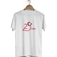 Hero Tasarım BLL1524 29 Ekim Bisiklet Yaka Kısa Kollu Beyaz T-shirt