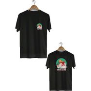 Hero Tasarım BLL1592 Siyah Thug Life Ön Arka Baskılı Bisiklet Yaka Kısa Kollu Erkek T-shirt