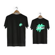 Hero Tasarım BLL1593 Siyah Swag Ön Arka Baskılı Bisiklet Yaka Kısa Kollu Erkek T-shirt