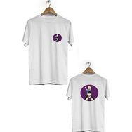 Hero Tasarım BLL1667 Beyaz Şehinşah Ön Arka Baskılı Bisiklet Yaka Kısa Kollu Erkek T-shirt