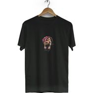 Hero Tasarım BLL1699 2Pac Bisiklet Yaka Kısa Kollu Siyah T-shirt