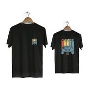 Hero Tasarım BLL1731 Siyah Gamer Ön Arka Baskılı Bisiklet Yaka Kısa Kollu Erkek T-shirt