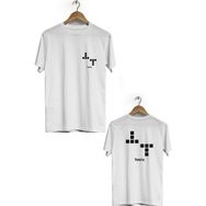 Hero Tasarım BLL1734 Beyaz Tetris Ön Arka Baskılı Erkek T-shirt