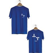 Hero Tasarım BLL1734 Lacivert Tetris Ön Arka Baskılı Erkek T-shirt