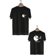 Hero Tasarım BLL1736 Siyah Game Toy Ön Arka Baskılı Bisiklet Yaka Kısa Kollu Erkek T-shirt