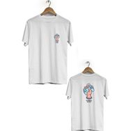 Hero Tasarım BLL1750 Beyaz Game Life Ön Arka Baskılı Bisiklet Yaka Kısa Kollu Erkek T-shirt