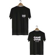 Hero Tasarım BLL1754 Siyah Game Over Ön Arka Baskılı Bisiklet Yaka Kısa Kollu Erkek T-shirt