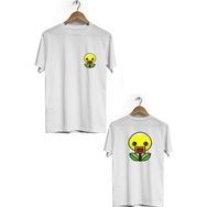 Hero Tasarım BLL1778 Beyaz Ördek Ön Arka Baskılı Erkek T-shirt