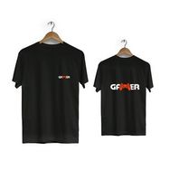 Hero Tasarım BLL1796 Siyah Gamer Ön Arka Baskılı Bisiklet Yaka Kısa Kollu Erkek T-shirt