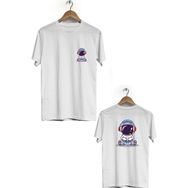 Hero Tasarım BLL1837 Beyaz Space Gamer Ön Arka Baskılı Erkek T-shirt
