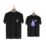Hero Tasarım BLL1845 Siyah World Flag Ön Arka Baskılı Erkek T-shirt