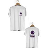 Hero Tasarım BLL1846 Beyaz Space Eat Ön Arka Baskılı Erkek T-shirt
