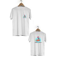 Hero Tasarım BLL1849 Beyaz Uzay Arabası Ön Arka Baskılı Bisiklet Yaka Kısa Kollu Erkek T-shirt