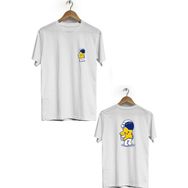 Hero Tasarım BLL1855 Beyaz Sevimli Yıldız Ön Arka Baskılı Erkek T-shirt
