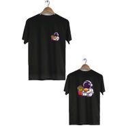 Hero Tasarım BLL1861 Siyah Space Eat Ön Arka Baskılı Erkek T-shirt