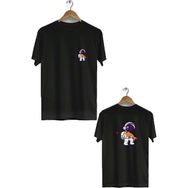 Hero Tasarım BLL1862 Siyah Space Fish Ön Arka Baskılı Erkek T-shirt