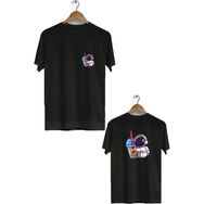 Hero Tasarım BLL1863 Siyah Space Drink Ön Arka Baskılı Erkek T-shirt