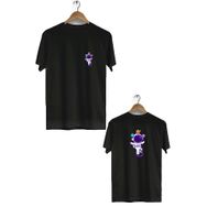 Hero Tasarım BLL1865 Siyah Space Acrobat Ön Arka Baskılı Erkek T-shirt