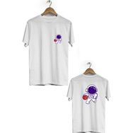 Hero Tasarım BLL1866 Beyaz Space Basketball Ön Arka Baskılı Erkek T-shirt
