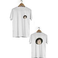 Hero Tasarım BLL187 Beyaz Halit Akçatepe Ön Arka Baskılı Bisiklet Yaka Kısa Kollu Erkek T-shirt