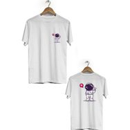 Hero Tasarım BLL1871 Beyaz Space Peace Ön Arka Baskılı Erkek T-shirt