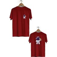 Hero Tasarım BLL1877 Bordo Uzay İçeceği Ön Arka Baskılı Bisiklet Yaka Erkek T-shirt