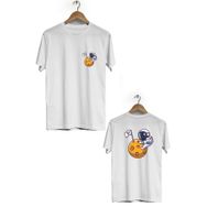 Hero Tasarım BLL1899 Beyaz Mars Sarılması Ön Arka Baskılı Bisiklet Yaka Kısa Kollu Erkek T-shirt