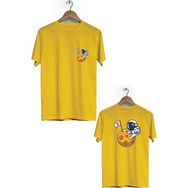 Hero Tasarım BLL1899 Sarı Mars Sarılması Ön Arka Baskılı Bisiklet Yaka Erkek T-shirt