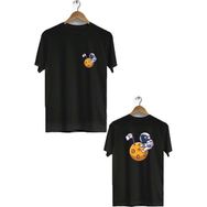 Hero Tasarım BLL1899 Siyah Mars Sarılması Ön Arka Baskılı Bisiklet Yaka Erkek T-shirt