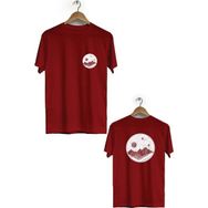Hero Tasarım BLL1904 Bordo Mars Ön Arka Baskılı Bisiklet Yaka Erkek T-shirt