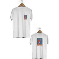 Hero Tasarım BLL1907 Beyaz Space Flight Ön Arka Baskılı Erkek T-shirt
