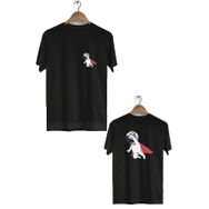 Hero Tasarım BLL1917 Siyah Uzay Kahramanı Ön Arka Baskılı Bisiklet Yaka Kısa Kollu Erkek T-shirt