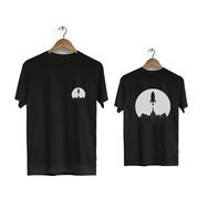 Hero Tasarım BLL1921 Siyah Uzay Mekiği Ön Arka Baskılı Bisiklet Yaka Kısa Kollu Erkek T-shirt