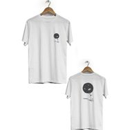 Hero Tasarım BLL1926 Beyaz Uzaya Tırmanış Ön Arka Baskılı Erkek T-shirt
